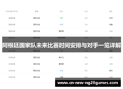 阿根廷国家队未来比赛时间安排与对手一览详解